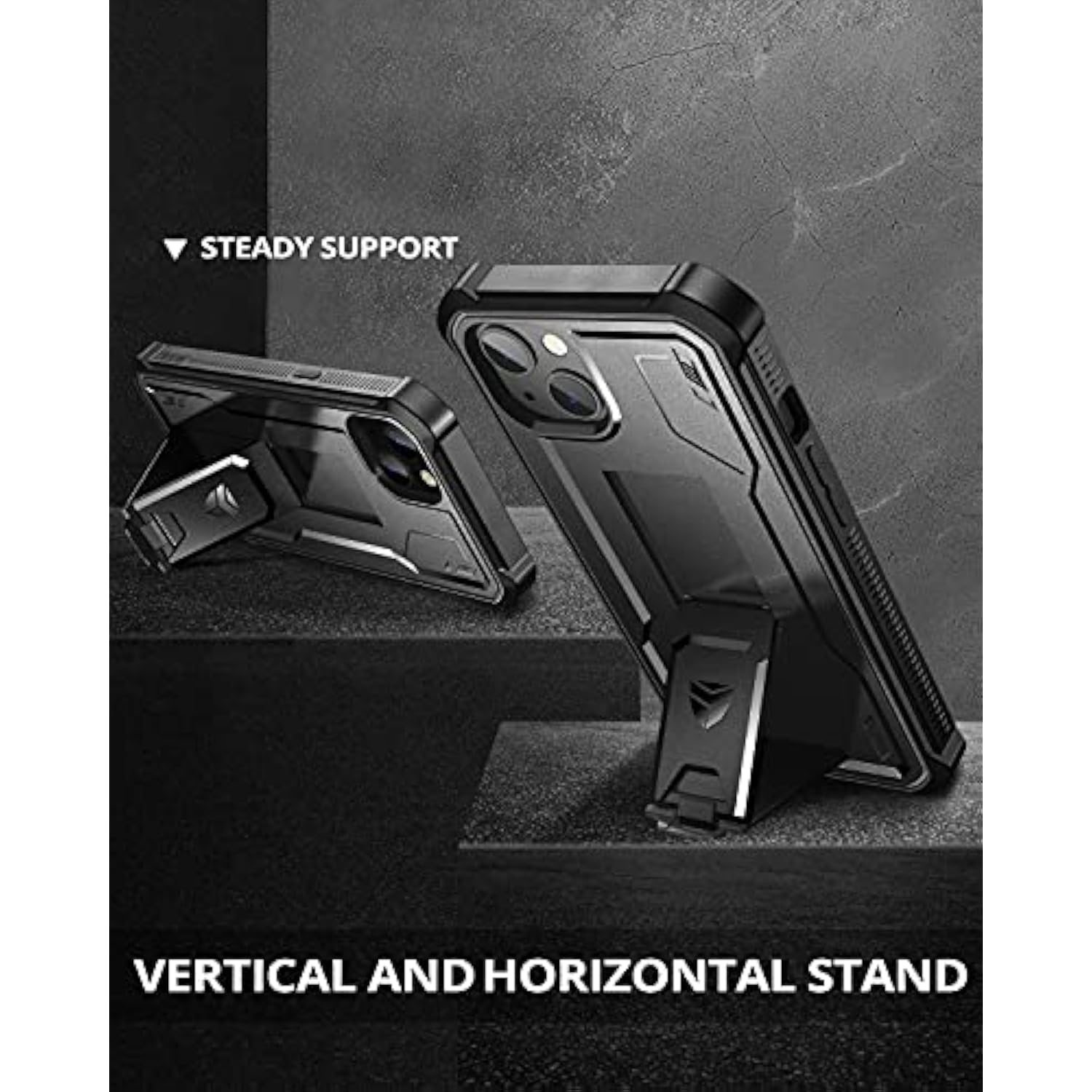 For Iphone 14 Case For Iphone 13 Case 6.1 Inch, [Built In Screen Protector And Kickstand] Heavy Duty Military Grade Protection Shockproof Protective Cover For Iphone 13/Iphone 14, Black