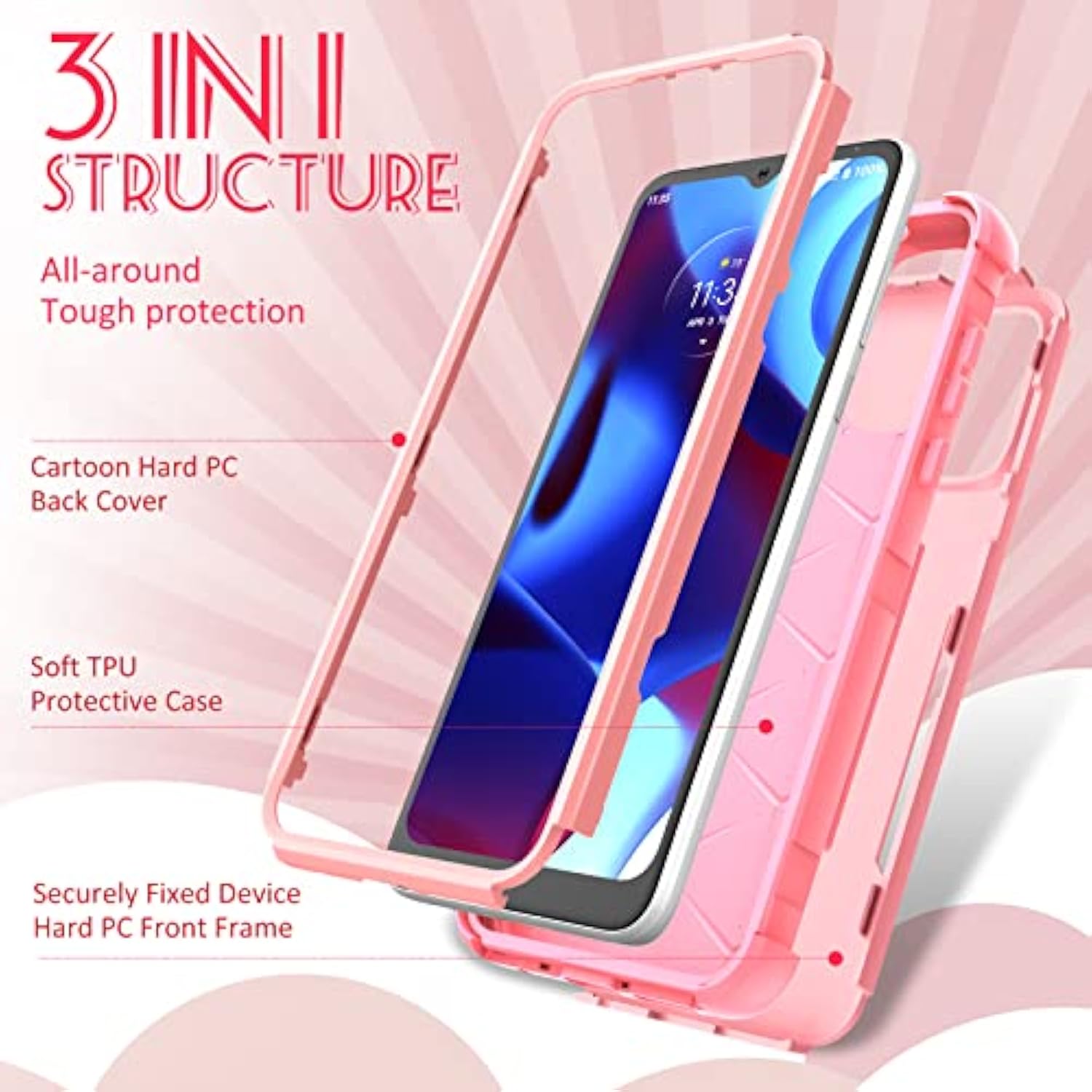 For Motorola Moto G Pure/G Power 2022 Case/G Play 2023 Case,Women Girls Cute Strawberry Style Heavy Duty Military Grade Protctive Shockproof G Pure/G Power 2022/G Play 2023 Hard Phone Cases