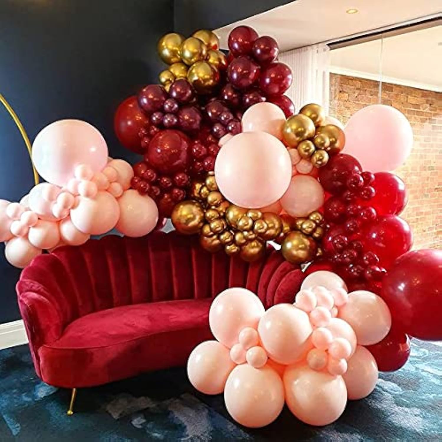 138 Pcs Burgundy Balloon Garland Arch Kit Blush and Gold Balloons for Party Decor