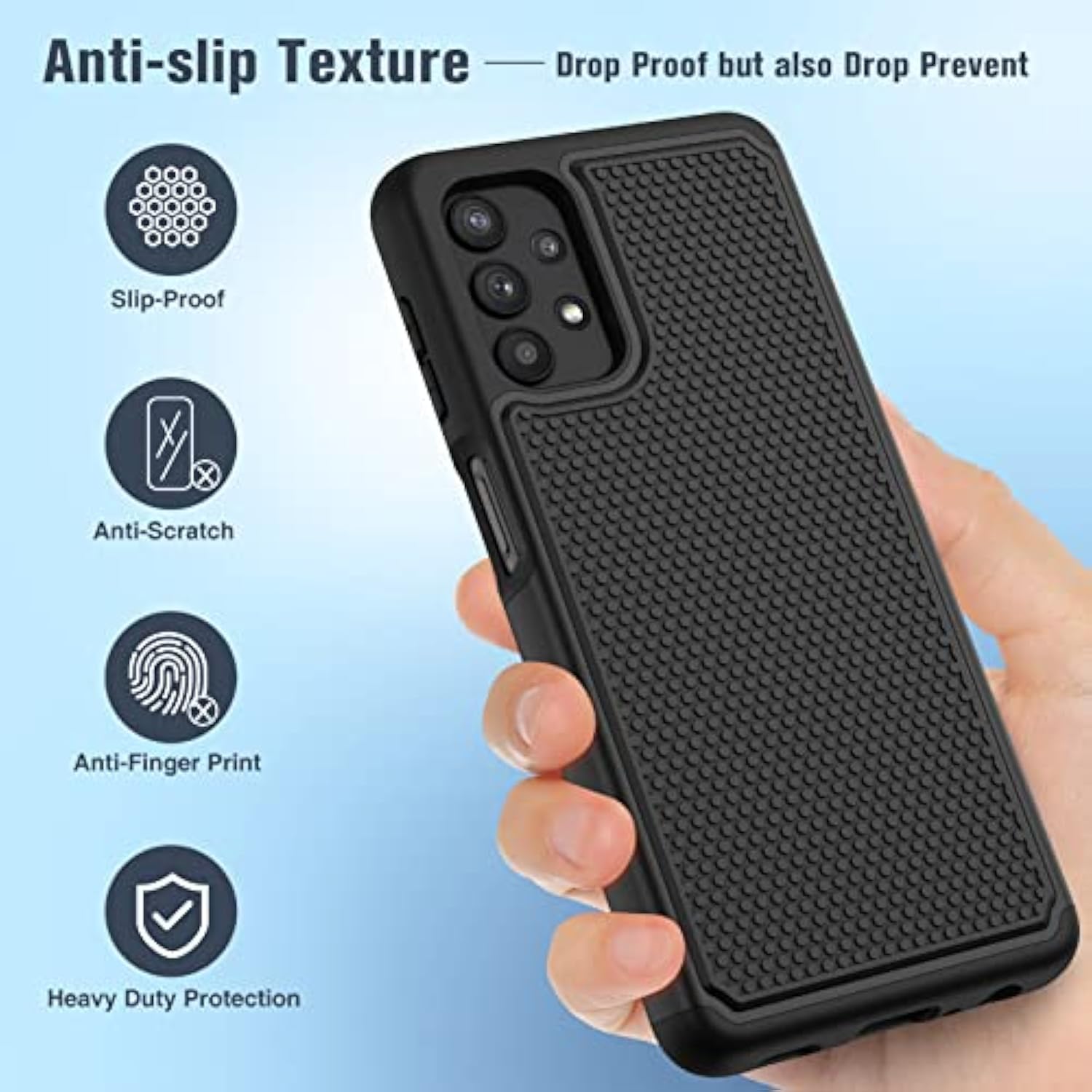 Rugged Dual Layer Shockproof Case for Samsung Galaxy A32 5G Matte Black