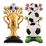 2 Piece 62 Inch Self Standing Soccer Balloons Champion Trophy Balloons, Giant Soccer Trophy Mylar Balloon, for Soccer Event Birthday, Game Day, Sports Competition Theme Decorations