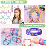 146Pcs Unicorn Party Favors Birthday Supplies Girls, Headband Bag Bracelet Stamper Keychain Slap Bracelet Tattoo Sticker Ring, Goodie Stuffer Pinata Filler Rainbow Unicorn Party Supplies Decor
