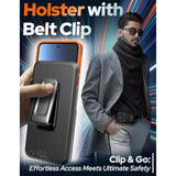 Designed For Samsung Galaxy S25 Case With Belt Clip Holster - Compatible With Magsafe Magnetic Heavy Duty Phone Cover With Kickstand - Black & Orange