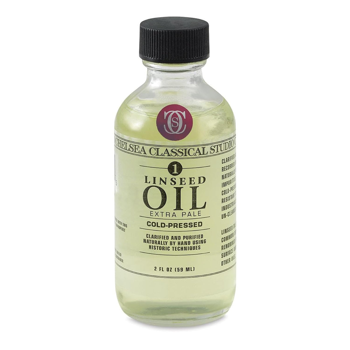 Linseed Oil Paint Medium - Cold Pressed Extra Pale Naturally Clarified De-Yellowed By Natural Processed Linseed Oil - [2 Oz. Bottle]