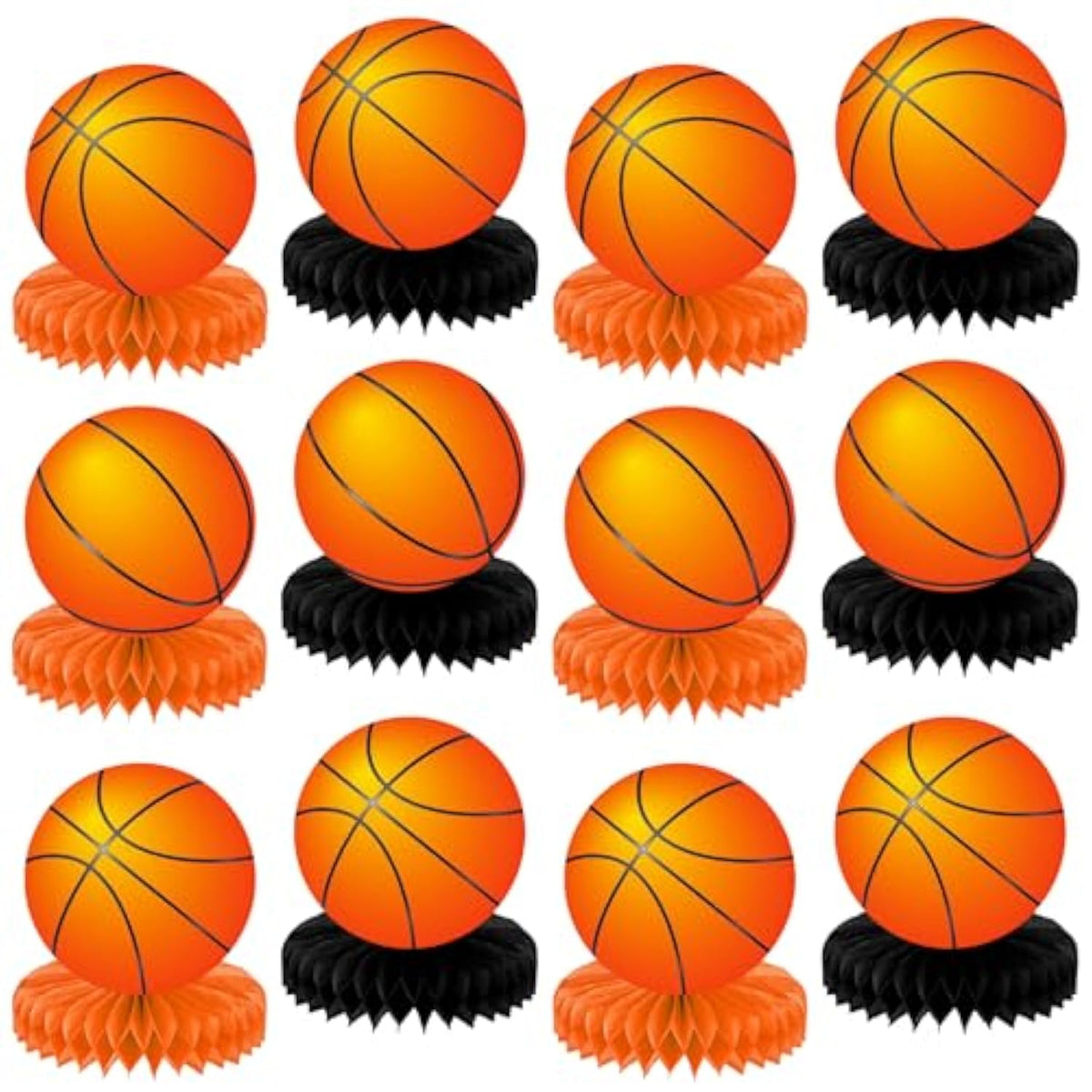 12Pcs Basketball Honeycomb Centerpiece Basketball Birthday Party Decoration Basketball Themed Party Table Toppers Basketball Party Table Centerpieces For Boy Sport Baby Shower Party Supplies
