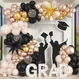 145Pcs Black And Gold Balloons Garland Arch Kit, 18''12''5'' White Sand Metallic Champagne Balloon With Star Foil Balloons For Birthday Baby Shower Boho Wedding Graduation Party Decorations