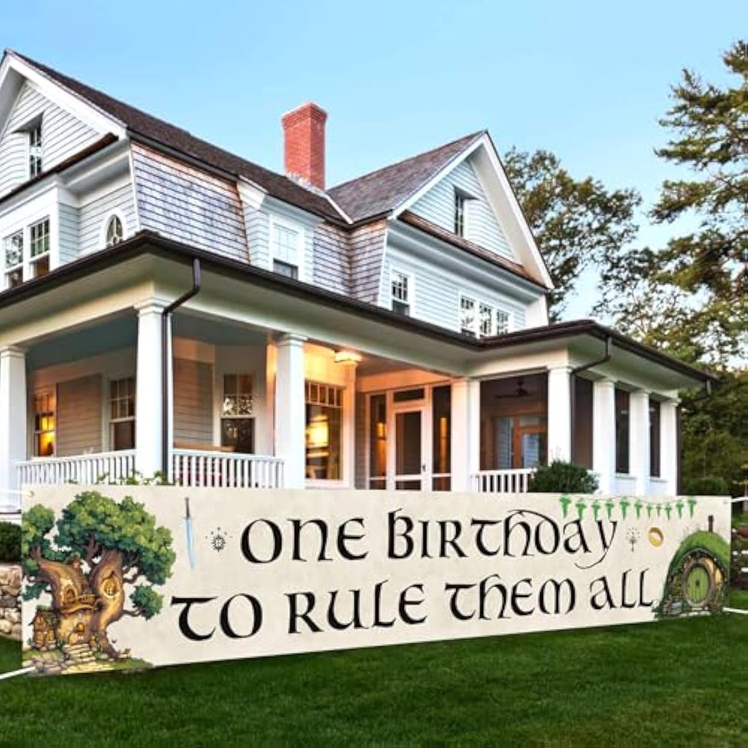 Large Medieval Fantasy Baby 1st Birthday Banner "One Birthday to Rule Them" Decor