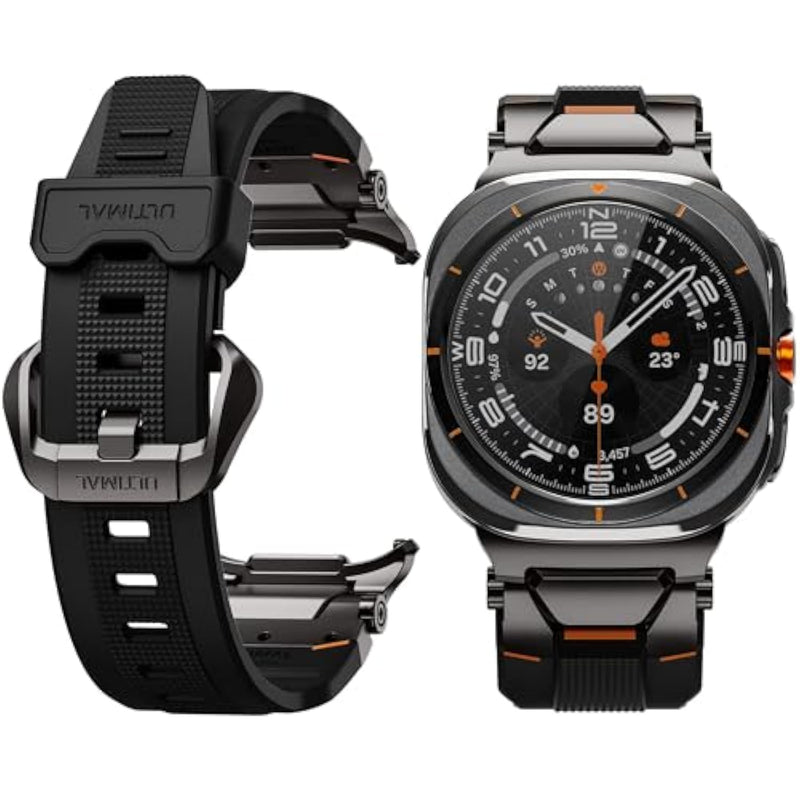 Watch Band For Samsung Galaxy Watch Ultra 47Mm(2024) Compatible With Samsung Watch Strap Bands For Men Sport Bands For Watch Rugged Premium Tpu & Metal (Black+Black)