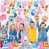 Blue Dog Birthday Decoration Set, Cartoon Animal Happy Birthday Banner & Party Supplies