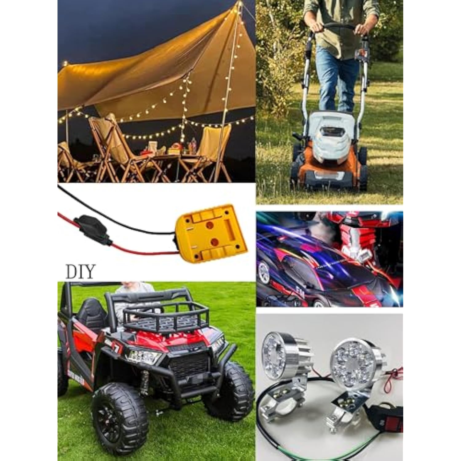 2-Pack Power Wheels Battery Adapter for DeWalt 18V–60V with Switch and Fuse