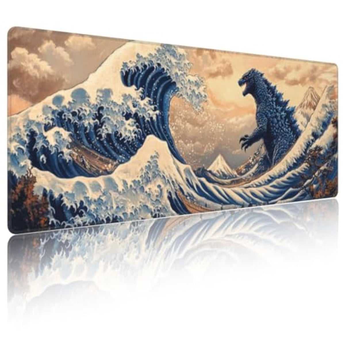 Japanese Sea Wave Large Mouse Pad Gaming Mouse Pad Xxl Art Large Mouse Pad Keyboard Mat Desk Mat Non-Slip Rubber Base