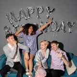 Silver Happy Birthday Banner – 16" Foil Letter Balloons for Party Backdrops