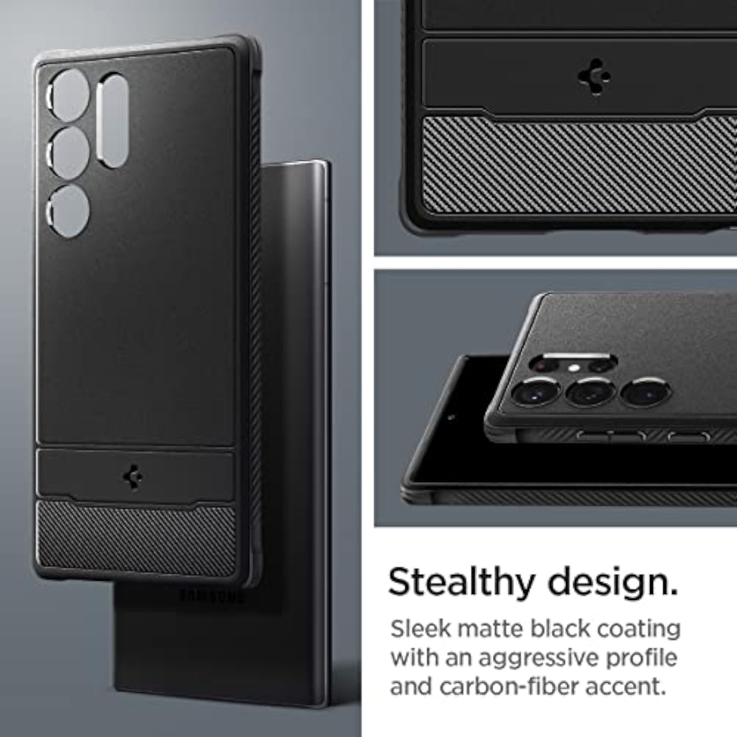 Rugged Armor Designed for Galaxy S23 Ultra Case (2023) - Matte Black