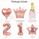 21St Birthday Decorations For Her - Rose Gold Party Supplies For Women Girls, Pink Happy Banner, Fringe Curtain, Butterfly Balloons