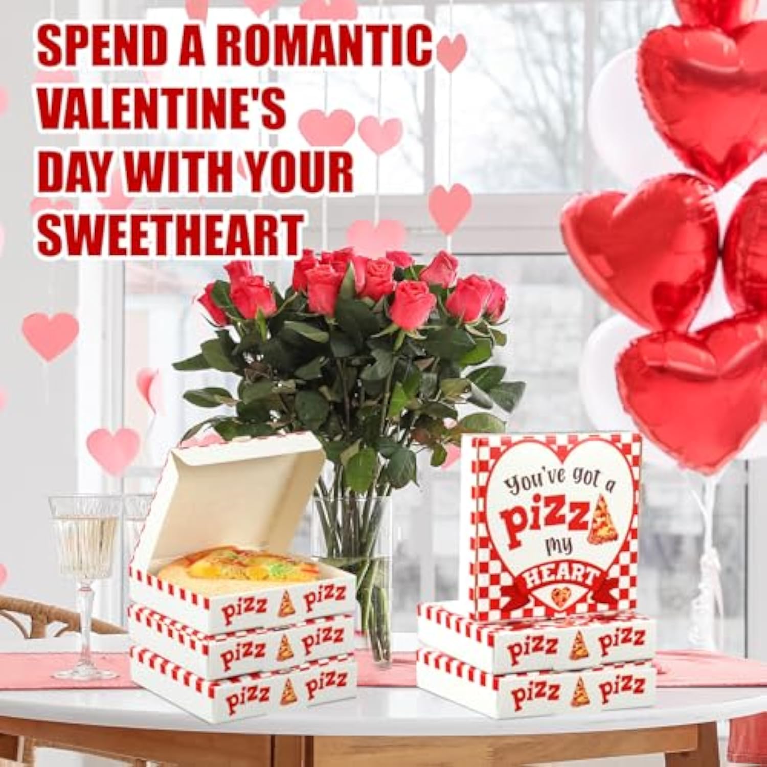 50 Pcs Valentines Heart Mini Pizza Box Square Cardboard Pizza Box Small Cookie Boxes For Valentine Celebrations Party Favors Birthdays Weddings,(3.54 X 3.54 X 0.78 Inches)