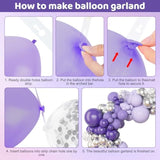 153Pcs Purple Balloon Garland Arch Kit, Different Sizes 18 12 10 5 Inch Lavender Latex Metallic Confetti Silver Balloons For Girls Women Wedding Birthday Baby Shower Party Decorations Supplies