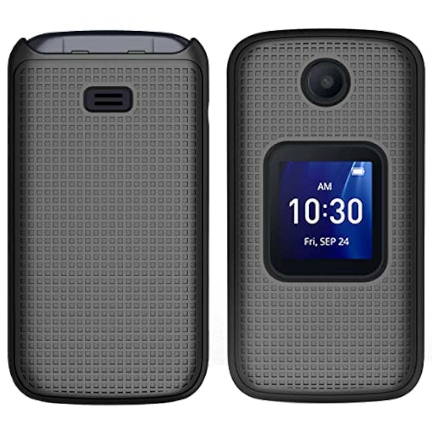 Case with Clip for Go Flip 4 / TCL FLIP Pro Phone, Nakedcellphone Slim Hard Shell Cover and [Rotating/Ratchet] Belt Hip Holster Holder Combo for Alcatel 4056W, 4056L, 4056Z, 4056V - Black