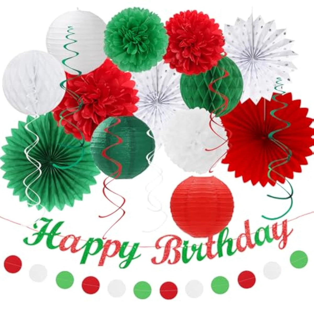 21pcs Red White Green Mexican Christmas Birthday Party Decorations Garland