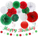 21pcs Red White Green Mexican Christmas Birthday Party Decorations Garland