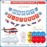 Airplane Birthday Party Decorations Kit - Plane Banner, Balloons, Aviation Decor For Boys, Time Flies Theme, Airline And Pilot Birthday Supplies, Airplane Themed Party Decorations