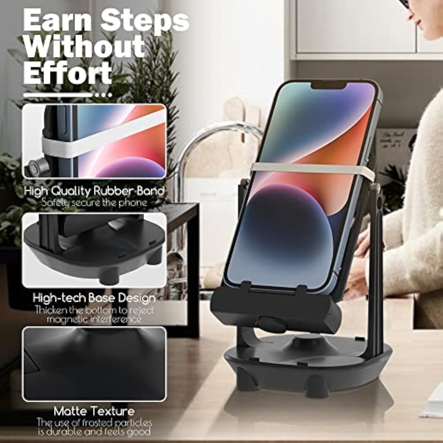 Steps Counter Compatible For Po-Ke-Mon Go Walker Phone Swing Accessories Cellphone Pedometer (Usb Cable) (Easy Installation) (Mute Version) Egg Hatcher Rocker Quick Steps Earning Device - Black