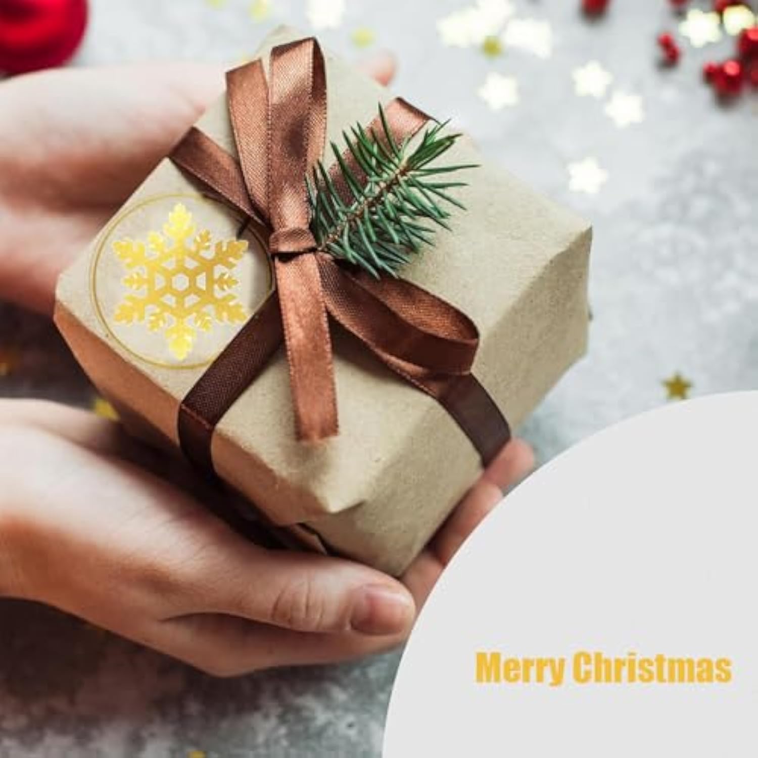 Christmas Roll Stickers Gold Foil Xmas Round Seal Label Self-Adhesive 1000 Pcs 1" Merry Christmas Snowflake Party Favors Card Envelope Craft Gift Decor