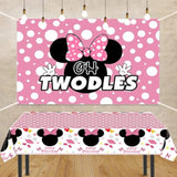 3 Packs Pink Mouse Tablecloth, Pink Polka Dot Table Cloths Disposable Plastic Cartoon Table Covers For Girls 1St 2Nd 3Rd Party Decorations Supplies, 86.6 X 51.2In