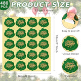 480Pcs Christmas Foil Seal Stickers Merry Christmas Stickers Gold Red Green Self-Adhesive Label Decals For Xmas Greeting Invitation Cards Sealing Gift Wrapping Supplies