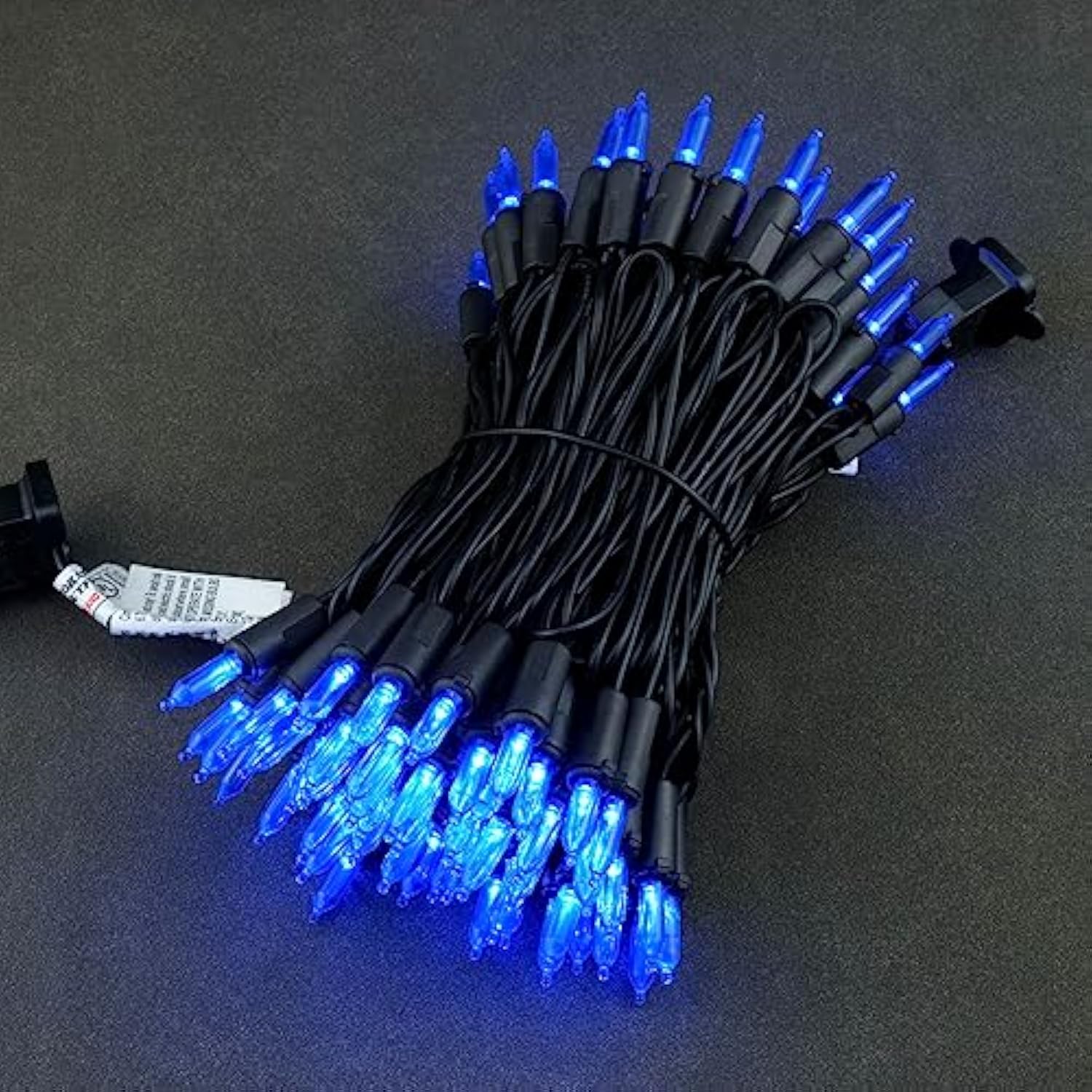 Blue Led Christmas Lights With Black Wire, 33 Ft 100 Count Ul Certified Commercial Grade Halloween String Light Set (Blu