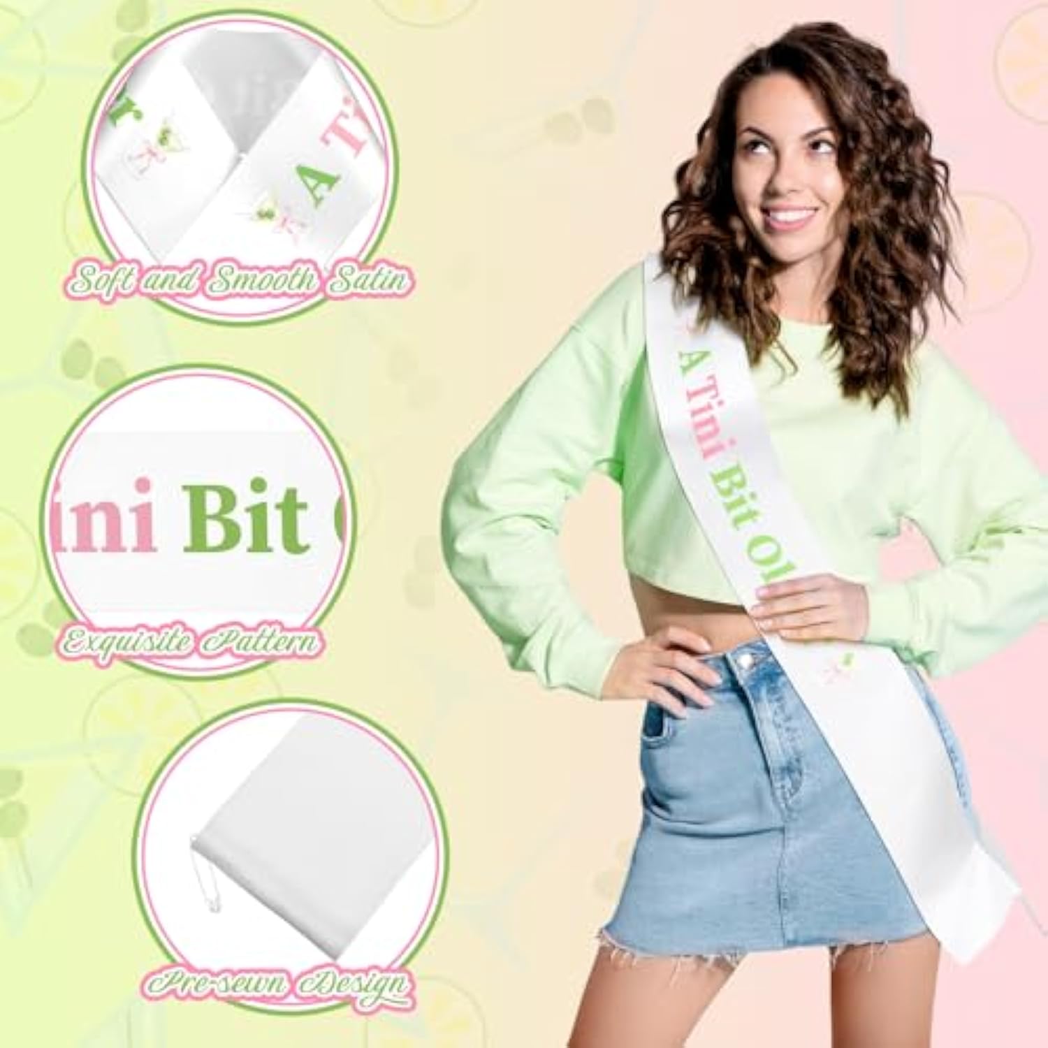 Martini Birthday Party Decorations A Tini Bit Older Sash For Women Girls Espresso Themed Birthday Party For Tini Bar Bridal Shower Bachelorette Bridal Shower Supplies(Pink And Green)