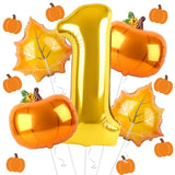 5Pcs Pumpkin First Birthday Balloons 40 Inch Gold Fall Party Decorations Foil Set