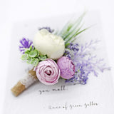 Set Of 6 Purple Boutonniere For Best Men Groom Groomsmen White Buttonholes For Wedding Party Prom Decoration