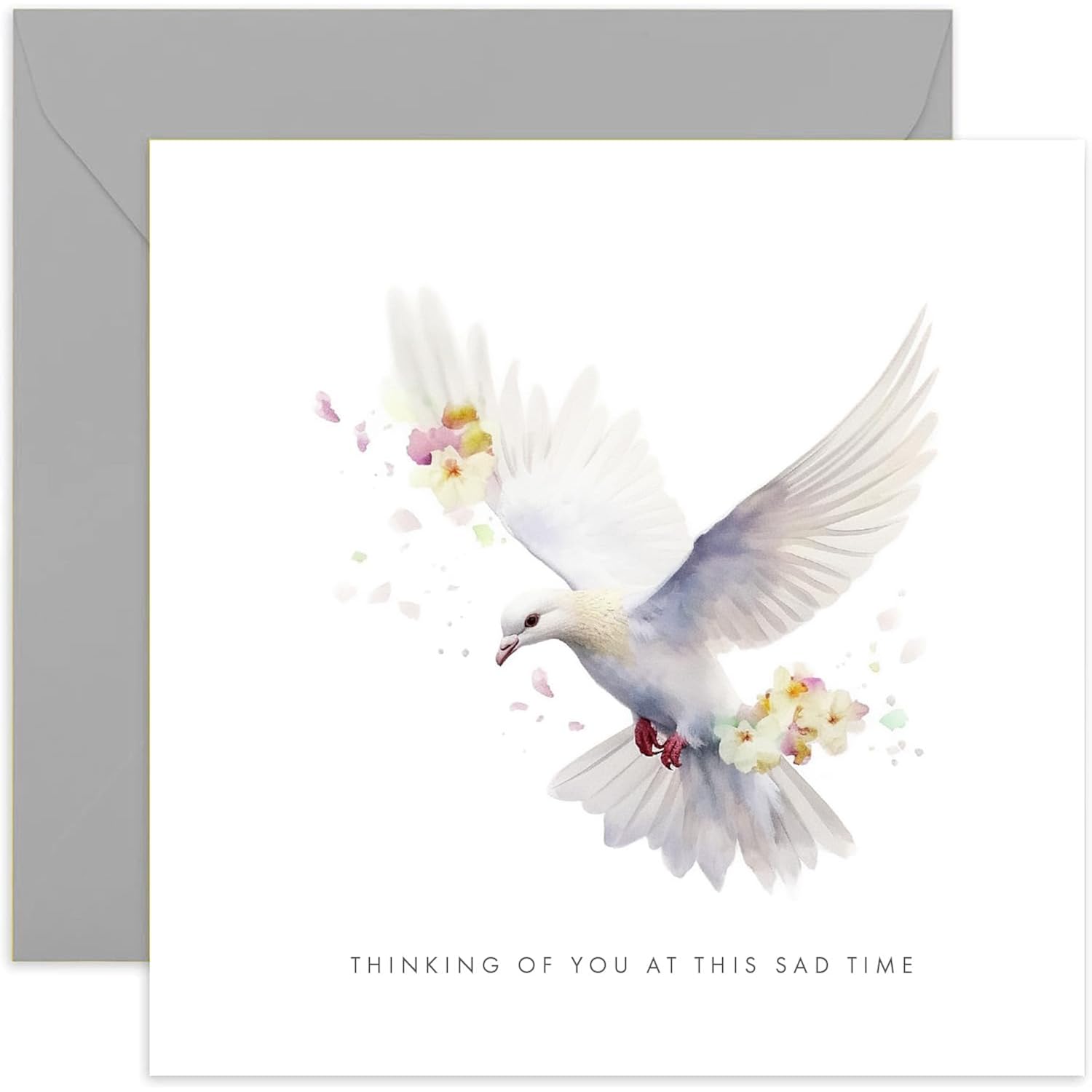Old English Co. 'Thinking Of You At This Sad Time' Sympathy Card For Friends And Family - Floral Watercolour Floral White Dove Condolences Greeting Card - Sorry Greeting Card | Blank Inside Envelope