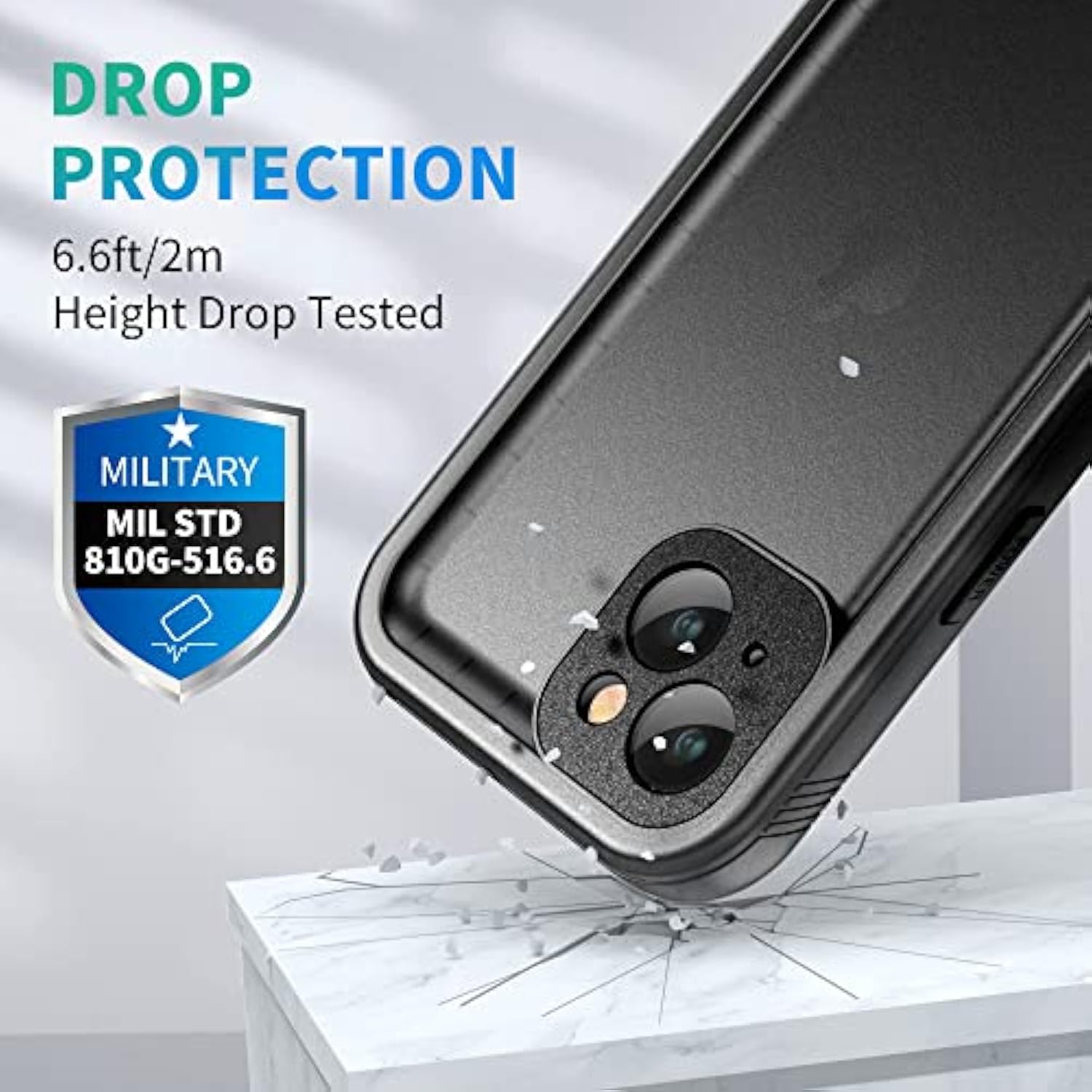 For Iphone 13 Waterproof Case, Built-In Shockproof Dustproof Screen Protector, Ip68 Underwater Full Body Sealed Dropproof Protective Cover For Iphone 13 6.1 Inch (Black)