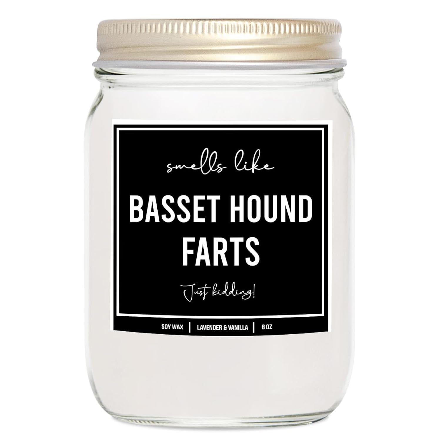 You Nique Designs Gifts For Basset Hound Lovers Dog Fart Candle 8Oz - Basset Hound Presents For Men, Women - Basset Hound Decorations, Gifts Funny Décor (Lavender & Vanilla)
