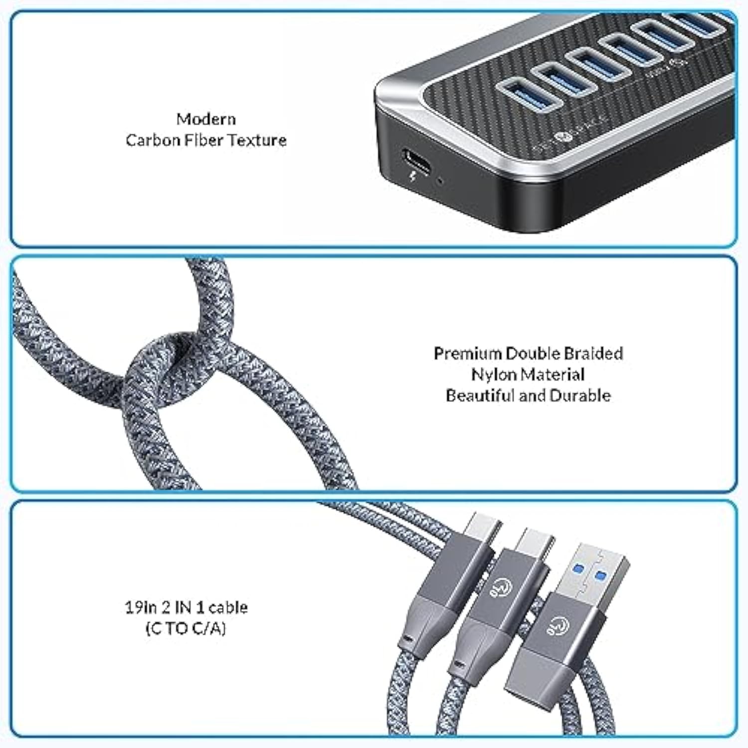Usb Hub For Laptop, Usb Splitter With 7 Port Usb 3.2 10Gbps Transfer, Usb Port