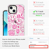 Case For Iphone 13, [Buffertech 6.6Ft -Grade Drop Protection] [Anti Peel Off Tech] Clear Tpu Bumper Phone Case Cover Design - Pink Dripping Smiles