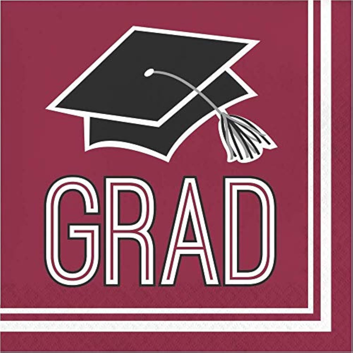 Burgundy School Spirit Graduation Party Supplies - (36) 7-Inch Plates & (36) Lunch Napkins - Congrats Grad Design - Perfect For Celebrating!