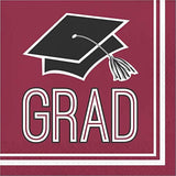Burgundy School Spirit Graduation Party Supplies - (36) 7-Inch Plates & (36) Lunch Napkins - Congrats Grad Design - Perfect For Celebrating!