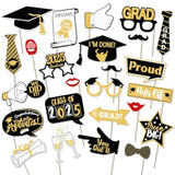 Grad Party Graduations 2025, 25Pcs Graduation Photo Props, 2025 Graduation Decorations Photo Booth Props, Funny Grad Party Photo Selfie Decoration 2025 For High School University
