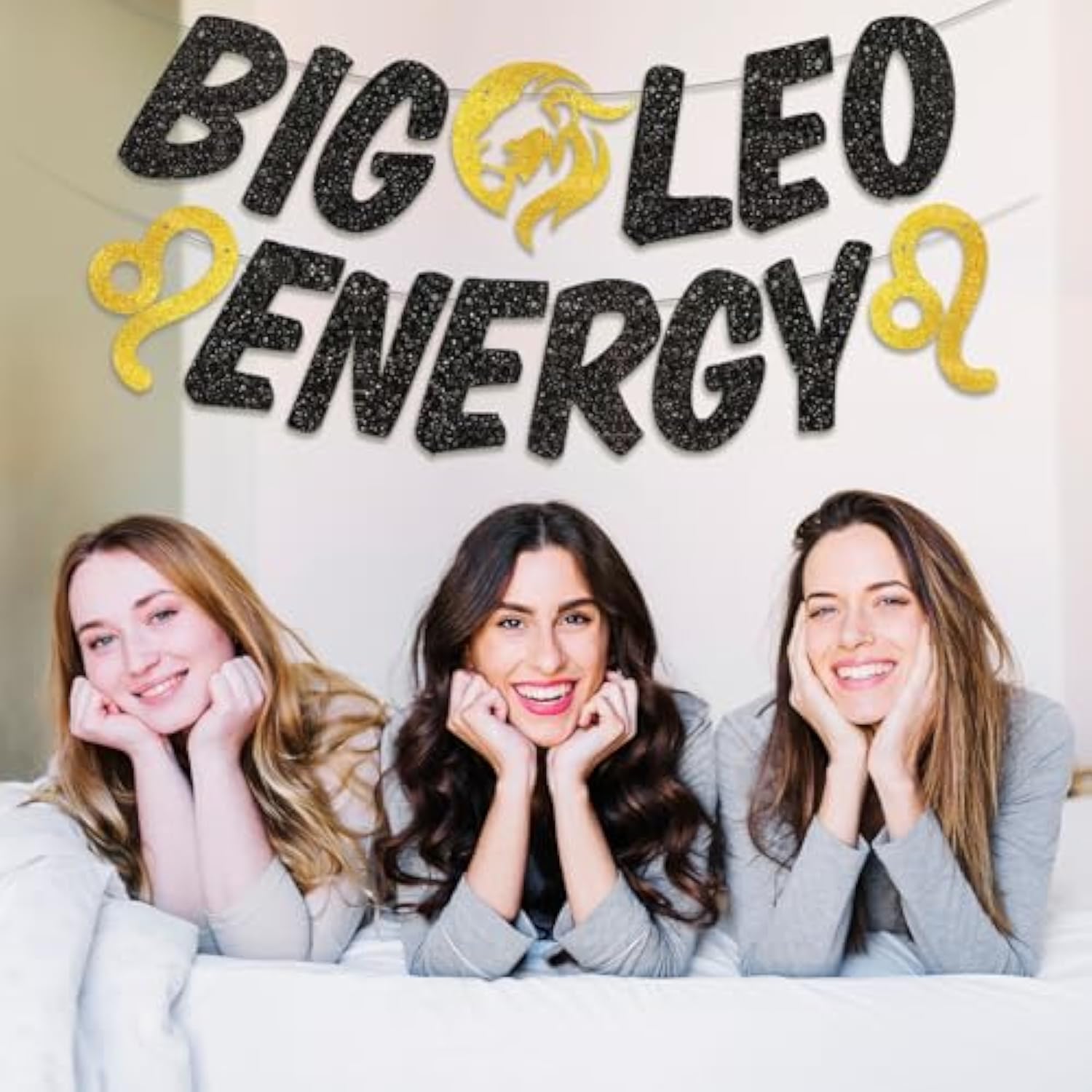 Big Leo Energy Birthday Banner, July/August Birthday Party Décor, 12 Constellation Zodiac Leo Bhday Party Decorations, Astrology Bhday Party Supplies?Black Gold?