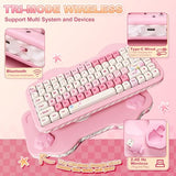 C75 Wireless Mechanical Keyboard,75% Layout, Hot-Swappable NKRO,BT5.0/2.4G/USB-C Mode,Dye-Sub PBT MOA Keycaps,RGB Gasket Mount,Cute Cake Design for
