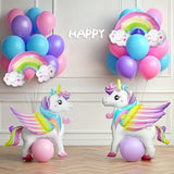 19-Pc Unicorn Balloon Kit Unicorn and Rainbow Latex Balloons for Birthday