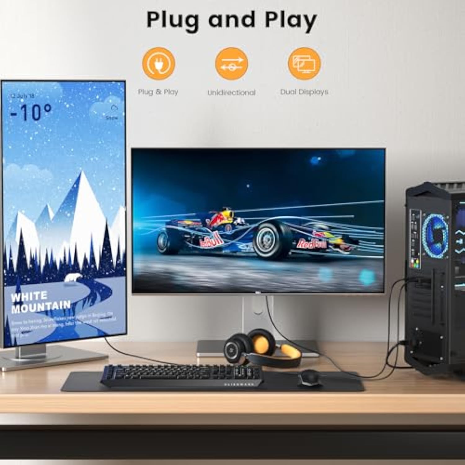 4K Displayport To Hdmi Cable 3.3Ft, High Speed (1440P 60Hz, 1080P 120Hz) Uni-D