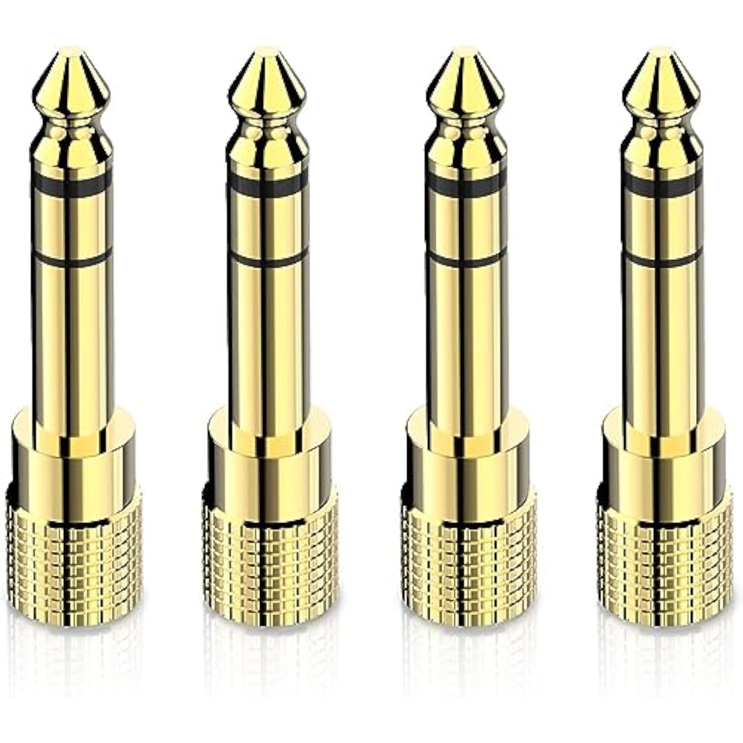 6.35Mm (1/4 Inch) Male To 3.5Mm (1/8 Inch) Female Stereo Audio Adapter Converter For Guitar Headphones Amp, Gold Plated 4 Pack