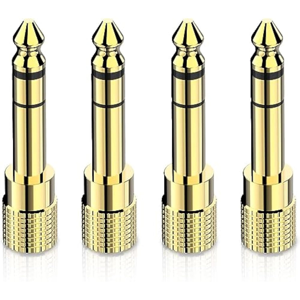 6.35Mm (1/4 Inch) Male To 3.5Mm (1/8 Inch) Female Stereo Audio Adapter Converter For Guitar Headphones Amp, Gold Plated 4 Pack