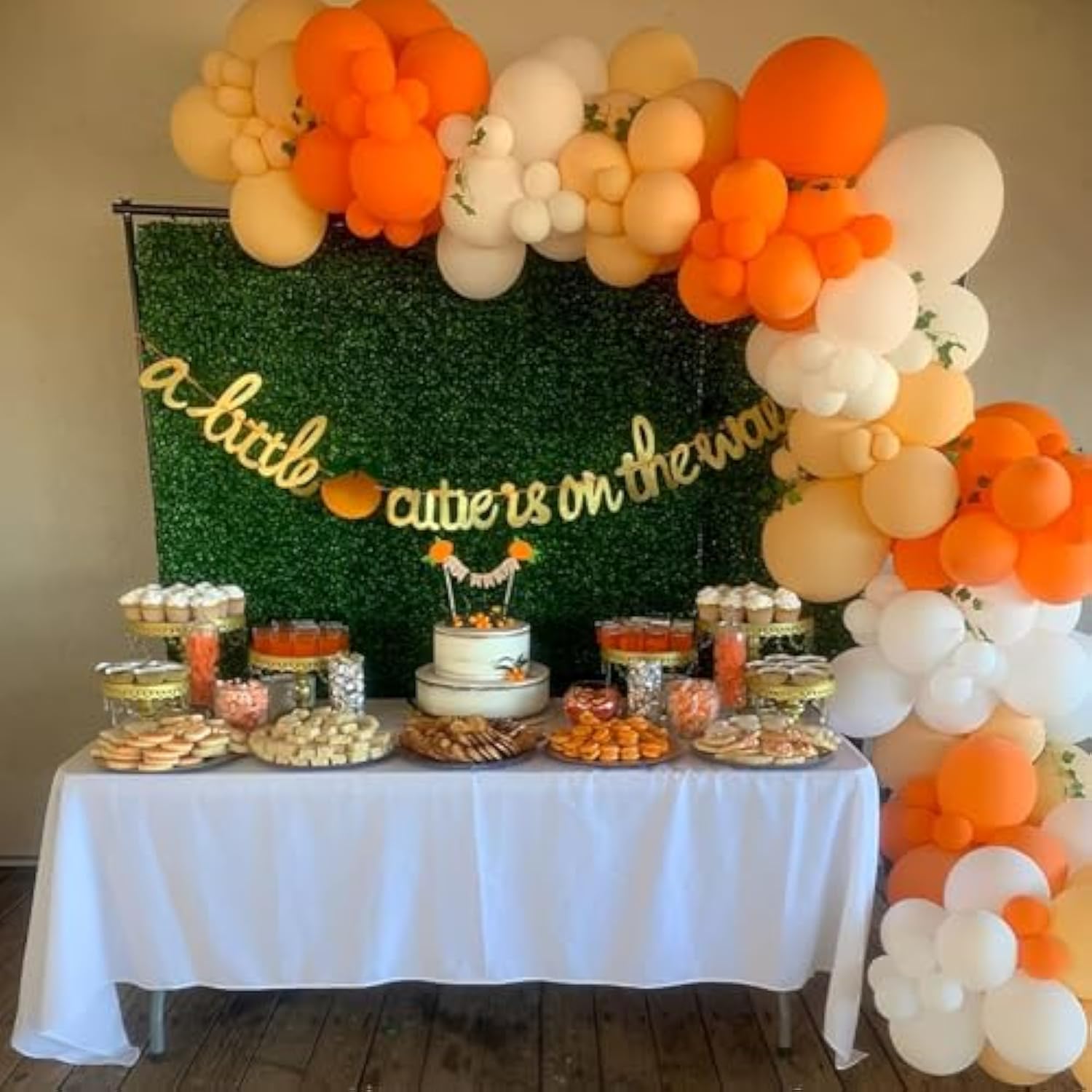 111pcs Orange White Nude Balloon Arch Garland Kit Fall Little Cutie Balloons for Party