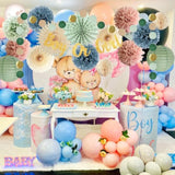 Baby Gender Reveal Decorations Sage Green Dusty Pink And Blue Baby Shower Decorations Boy Or Girl Banner Sage Dusty Pink Blue Paper Pom Poms Fans For Baby Girls Boys Shower Party Decor