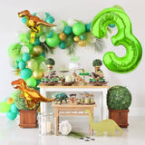 Dinosaur Number 3 Ballloon, 40 Inch Green Number 3 Balloon, Mini Dino Foil Balloons Baby Dinosaur Balloons For Kid Dino Theme Jungle 3Rd Birthday Baby Shower Party Decorations