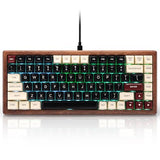 Wk84 Usb-C Wired Wooden Mechanical Keyboard, 75% Layout 84 Keys, Rgb Backlit, Hot-Swappable Green Switches, Qmk/Via Programmable, For Gaming & Typing